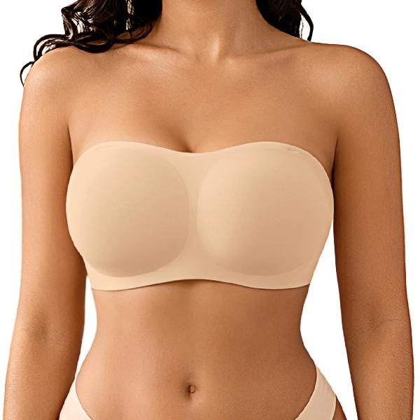 DEANGELMON Strapless Bra for Women Wireless Anti-Slip Everyday, Seamless Soft Breathable Bandeau with 360° Stay-Put Silicone Grip, Side Smoothing, 5-Way Adjustable Straps for Off Shoulder Fashion, Party & Daily Comfort.