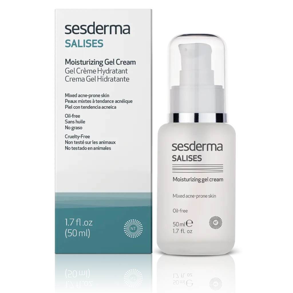 Sesderma SALISES Moisturizing Gel Cream for Normal & Combined Acne-Prone Skin 50ml Oil-Free Hydrating Formula - Hydrate