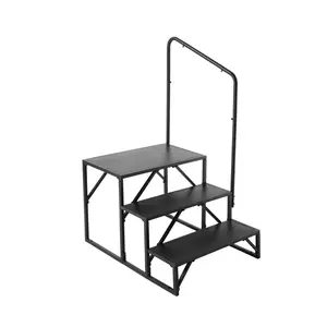 VEVOR RV Steps, TikTokShopBlackFriday, 3-Step RV Stairs, 440 LBS Load Capacity, Thickened Carbon Steel, With Handrail, Non-Slip Steps for Safe Entry and Exit, Suit for RV, Trailer, Camper Steps