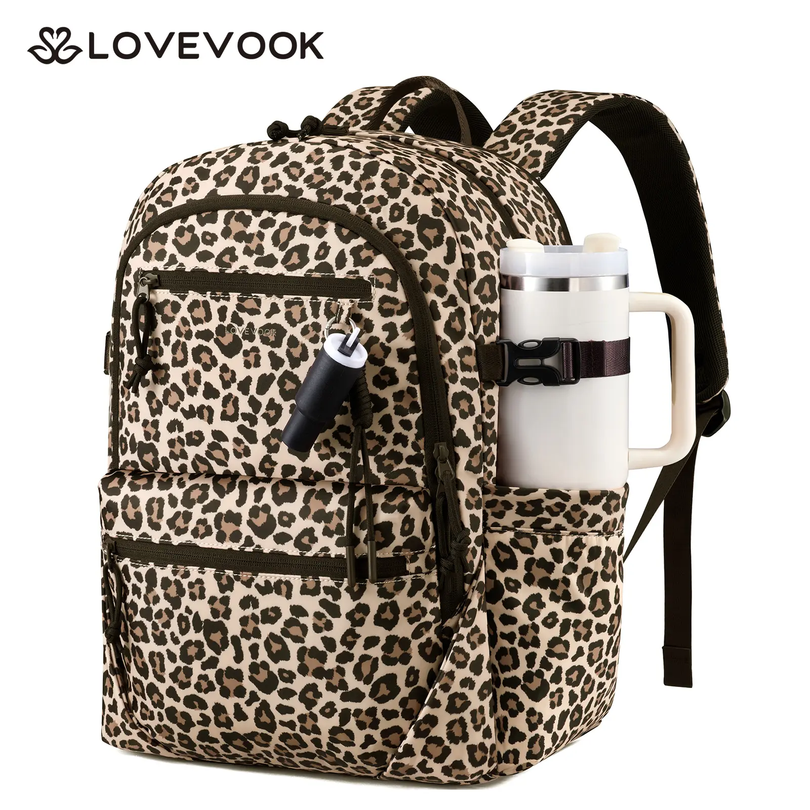 LOVEVOOK Laptop Backpack with Cute Pendant,15.6 Inch Travel Work Backpack Computer Laptop Bag with Large Cup Holder,Waterproof Nurse Teacher College Carry on Backpack Purse,Gifts for Women & Men