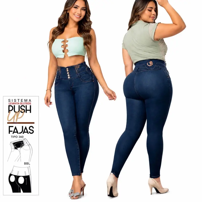 Colombian Butt Lift Jeans with Built-In Tummy Control Shaper | High Waist Skinny Denim