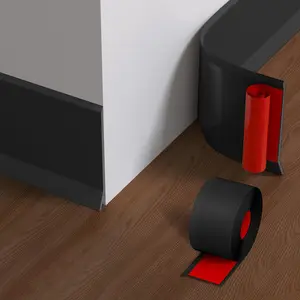 Flexible Baseboard Molding Trim, 4 Inch x 3.28  Vinyl Wall Base with Wider Self-Adhesive Peel and Stick Cove Base, Rubber Wall Base Moulding Trim,Black