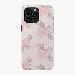 Love Shack Fancy, Rosa Beaux Pink Mint Large Bow Spot Pink Mint Street for iPhone Case H