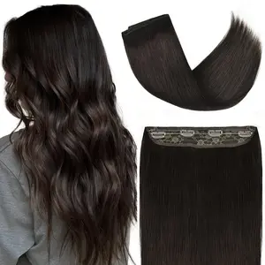 Halo Hair Extensions One Piece Remy Wire Hair Extensions Real Human Hair Straight Invisible Hidden Crown Extensions for Women Girls