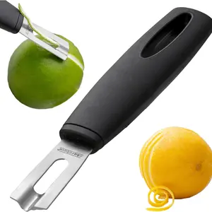 A Bar Above Premium Quality Channel Knife - Stainless Steel Bar Tool - Garnish for Cocktail Mixers - Lemon Zester & Fruit Peeler - Professional Grade Bar Accessory (Stainless Steel)