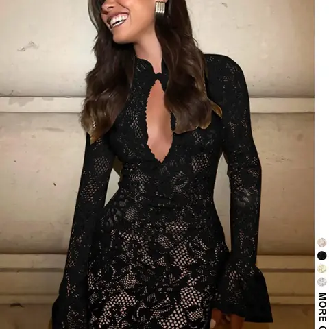Women's Plain Cut-Out Flounce-Sleeve Bodycon Dress, Chic Elegant Long Sleeve Short Dress for Party Club Dating Wear, Women's Clothing for Spring & Fall
