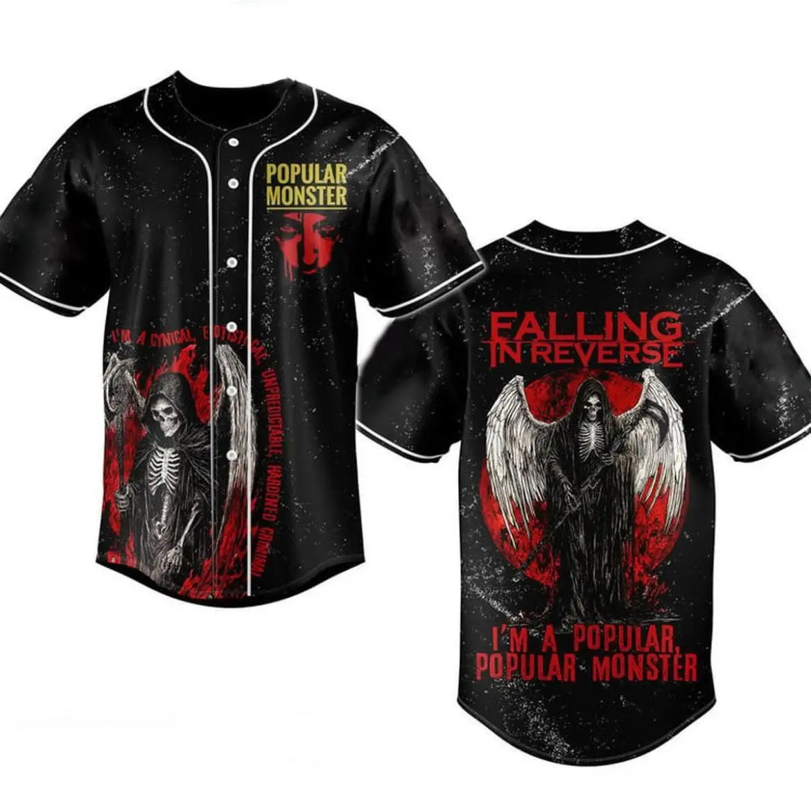 Falling In Reverse I’m A Popular Monster Baseball Jersey, Comfortable Stretch, Moves with You, Made to Last, Durable Quality