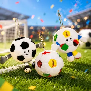 Cute Soccer Ball Plush Keychain for Kids and Teens, Soft Stuffed Smiley Sports Doll, Backpack and Bag Hanging Accessory, Football Gift, Party Favor, Collectible Toy, Birthday or Holiday Present