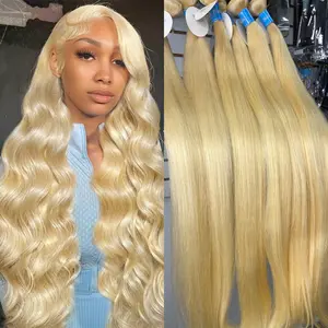 [We Heart Hair] 12A Blonde Hair Bundle 613 Straight Body Wave Deep Curly Blonde 100% Human Hair Natural and Luxurious Feel