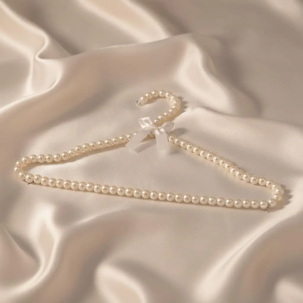 Pearl Bridal Hanger Custom Wedding Dress Display Personalized Bride Gift Photography Prop Satin Bow Pearl Cascade Bridesmaid Present