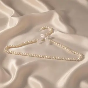 Pearl Bridal Hanger Custom Wedding Dress Display Personalized Bride Gift Photography Prop Satin Bow Pearl Cascade Bridesmaid Present