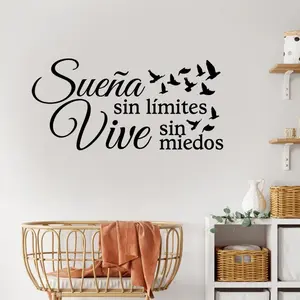 Spanish Motivational Quote Wall Sticker, Dream Unlimited Inspirational Slogan, Perfect for Home Decor, Bedroom, Study Room