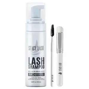 STACY LASH Handy Cosmetic Eyelash Shampoo 100ml Foaming Wash + Cleansing Brush | Gentle, Makeup Remover for Extensions & Natural Lashes Kit Mascara