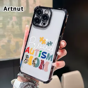 Phone Case for iPhone 17 16 Pro Max 15 Plus 14 13 12 11 E Air Autism Mom Pride Pattern Anti-drop Durable Total Protective Shockproof Transparent Cover Casing