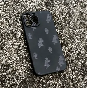 [Buy 1 Get 2] Black Matte Cross Logo Phone Case for iPhone 11-15 Luxury Pure Plain Ultra Thin Business Protection