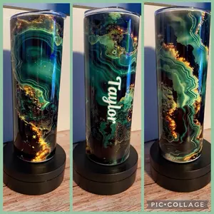 Emerald Green Geode Personalized Tumbler with Custom Name - Unique Design for Beverages
