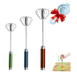 Semi-automatic Whisk, Stainless Steel Egg Beater, Hand Push Rotary Whisks Mixer Stirrer For Making Cream, Whisking, Beating And Stirring (3 Color)