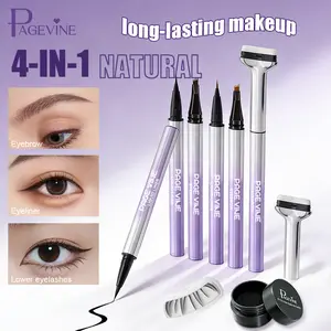 4-in-1 Eye Makeup Set, Eyeliner, Eyebrow Pen & Lower Lash Stamp, Quick-Drying, Waterproof