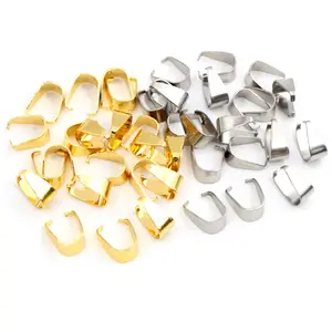 100pcs Stainless Steel Gold Plated Pendant Pinch Bail Clasps Necklace Hooks Clips Connector DIY Jewelry Making Findings