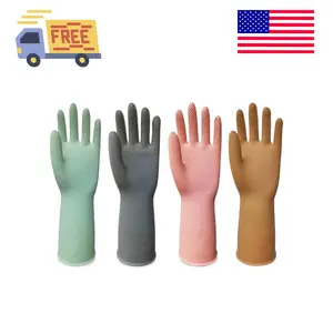 4 Pairs Rubber Cleaning Gloves, Dishwashing Kitchen Gloves for Washing Dishes Non-Slip Grip Design for Cleaning