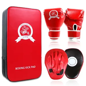 Cyfie Kids Boxing Set - Professional Kick Pads & Gloves for Karate/Taekwondo. Perfect Home Workout Gear for Toddlers & Youth (Red)