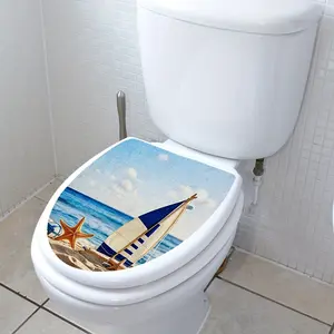 A (30*30cm) seaside sailboat and starfish toilet decoration sticker, bathroom and home background decoration sticker Bathroom Decorations M19025-NC