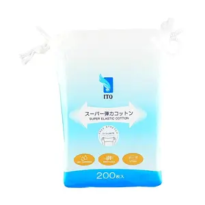 ITO Japan Super Elastic Cotton Pads for Wet Compress & Makeup Removal - 200 Count