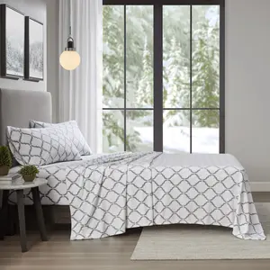 360 Stand True North King-Size Micro Fleece Sheet Set, Grey Geo, 108x102x0.13 in, TN20-0531