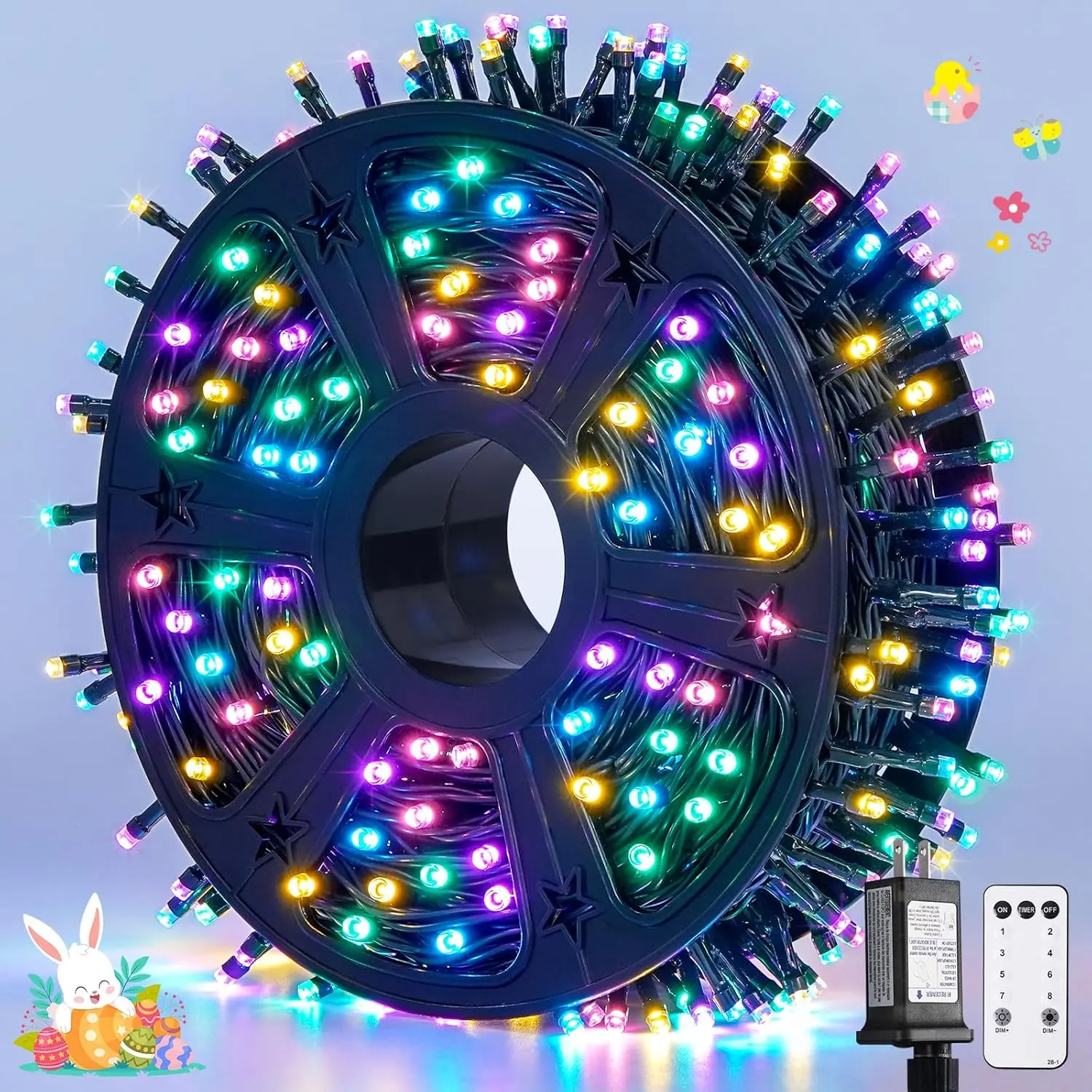 500 LED Easter Lights Outdoor Indoor, 173ft Multicolor Easter String Lights, 8 Modes Pastel Light Plug in for Room Party Decorations