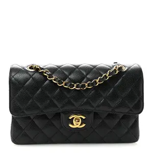 Pre-owned CHANEL Leather Shoulder Bags Caviar Quilted Small Double Flap Black Z 757