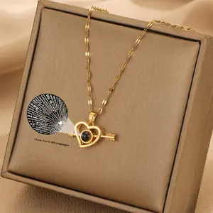 Women Cupid Heart Projection Necklace omantic Sentimental Date Night Anniversary Timeless Beauty