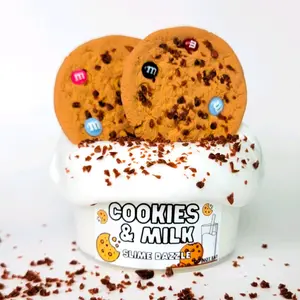 Cookies and Milk Butter Slime – 8oz Buttermilk Base with Clay Cookie Pieces, Crumble Sprinkles & Candy Charms – Cookies Scented Beginner Butter Slime