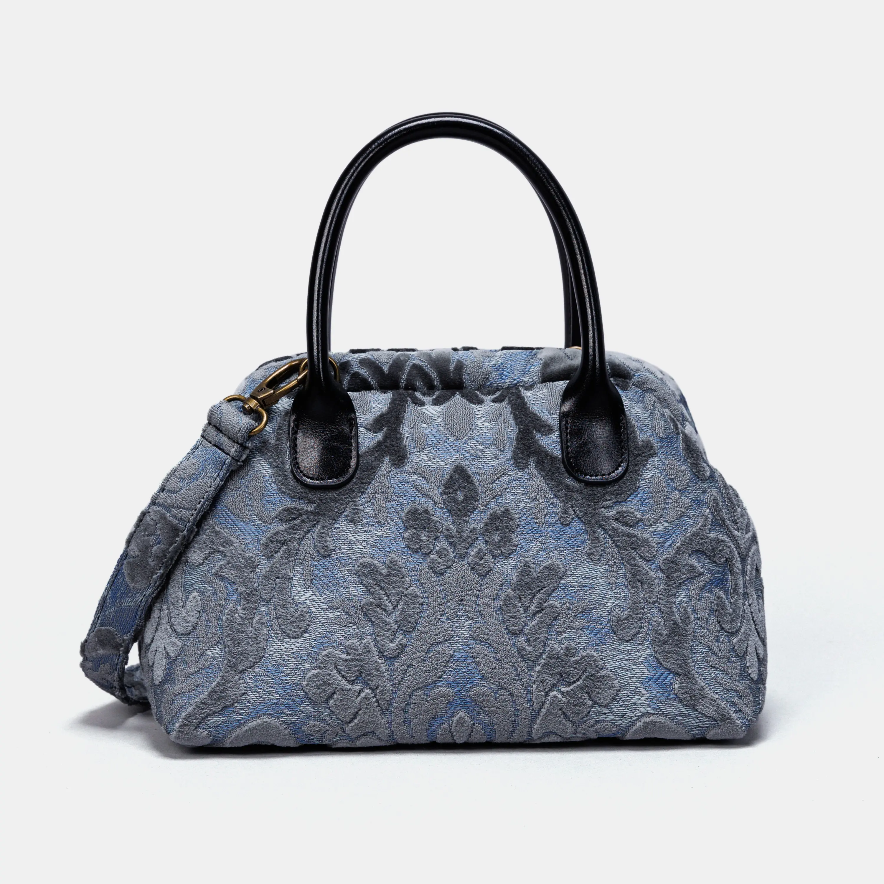 Burnout Velvet Steel Blue Carpet Satchel
