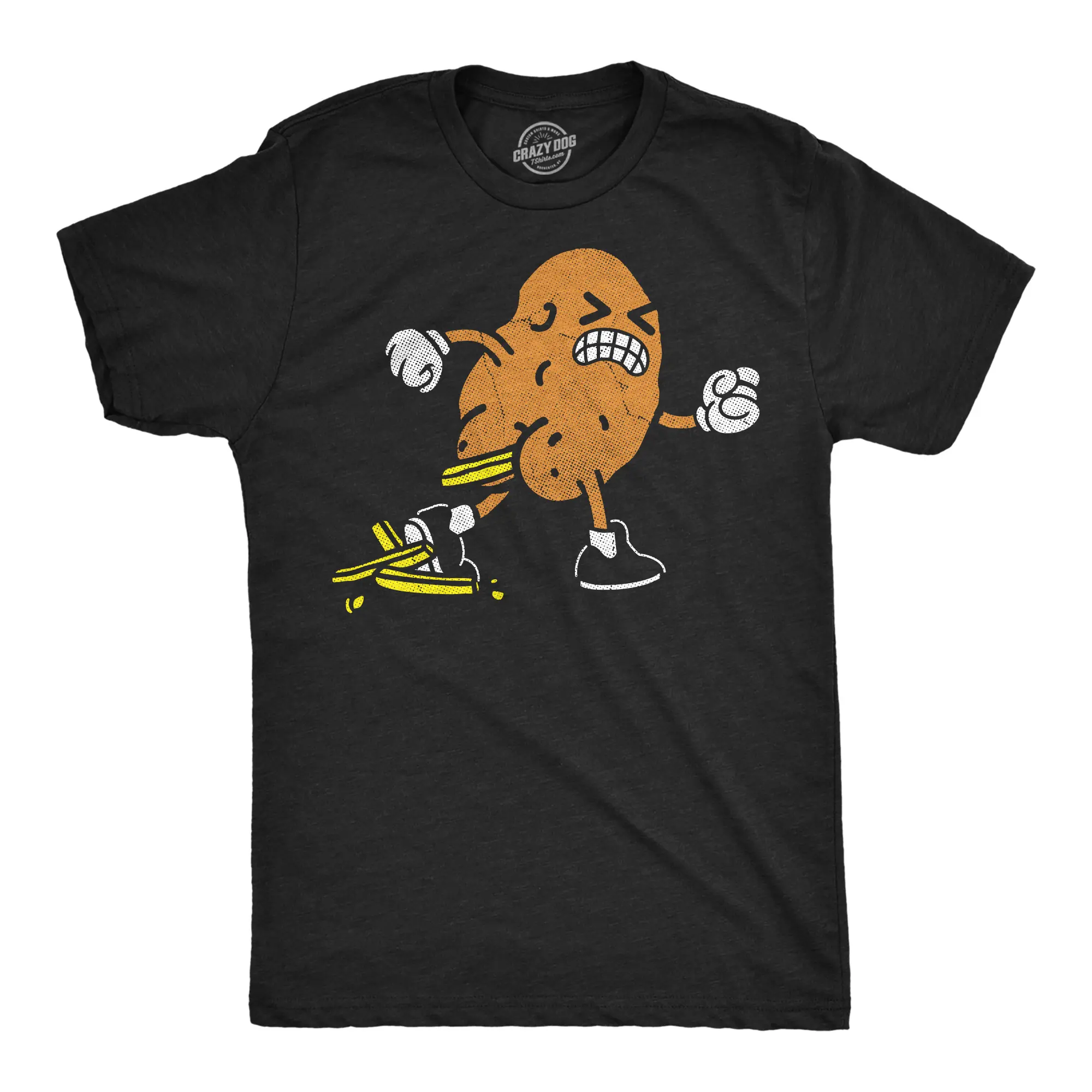 Mens Funny T Shirts Potato Pooping French Fries Sarcastic Food Graphic Novelty Tee for Men Mens Funny T Shirts Cool Vintage Fashion T-Shirt Gift Classic Menswear Sarcastic Apparel for Men Funny Food Short Black -