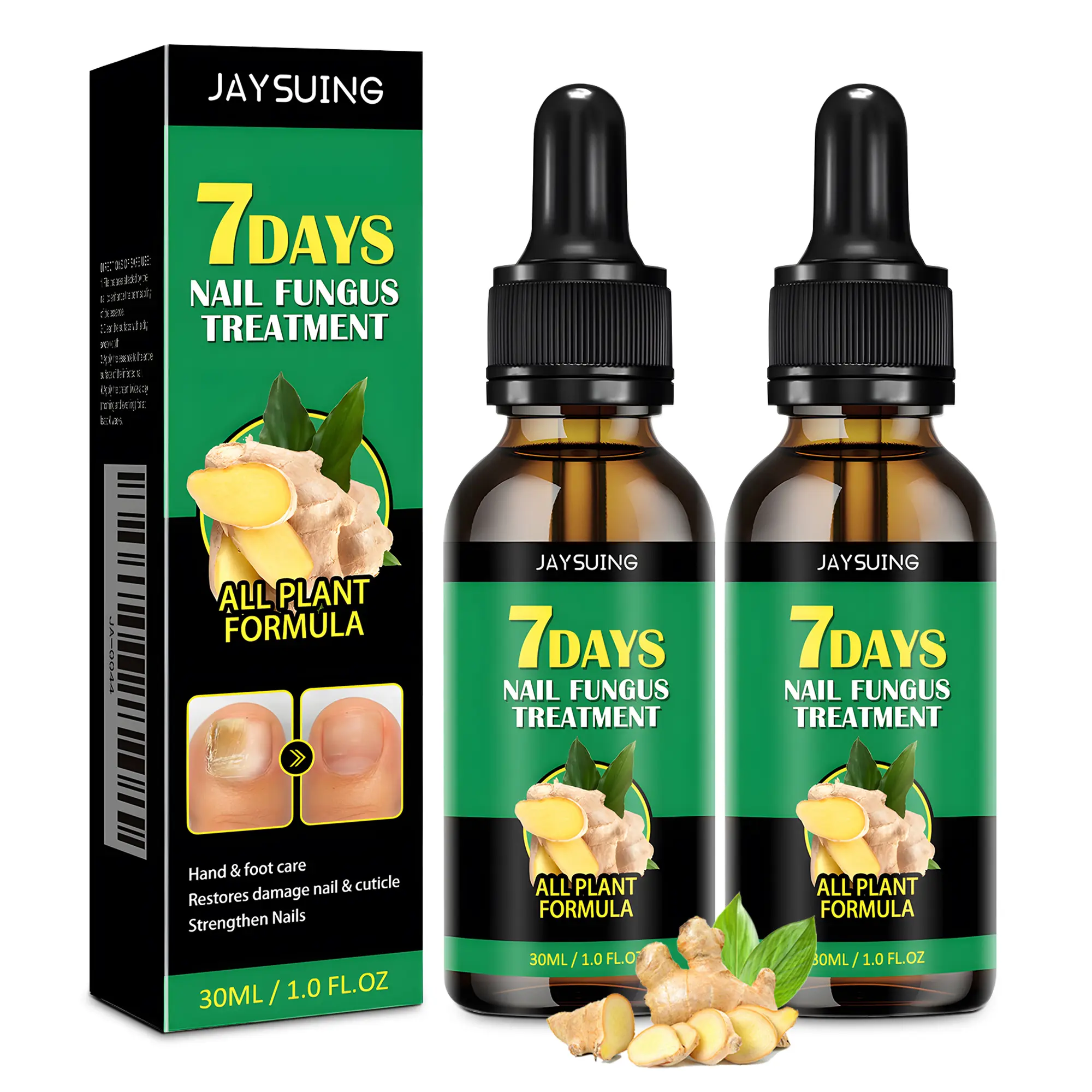 2PCS Nail Treatment - Soften Thick Nails, Whiten Discolored Nails, Ginger Nail Treatment, Toe and Fingernail Support