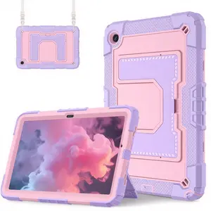 SPALLO for Samsung Galaxy Tab A11 / A9 8.7 Inch 2025/2023 Case,Kids Friendly Tablet S10 Lite / S10 FE / S9 FE & A11+ / A9 Plus 11" Heavy Duty Shockproof Protection Cover with Shoulder Strap - Purple+Rose Gold