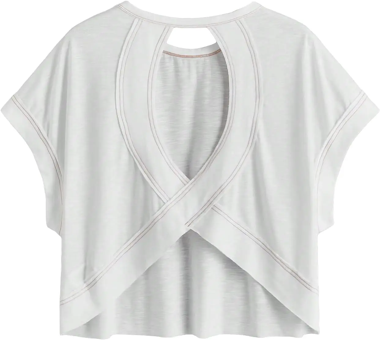Women Open Back Tops Workout Backless Tee Casual Athletic Shirts Short Sleeve Oversized Gym T Shirt(Gift)
