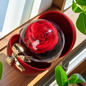 Bow Rose Jewelry Box Round Ring Box Magnetic Christmas Necklace Box Valentine's Day Gift Box Lockable Storage Organiser trinket trade box