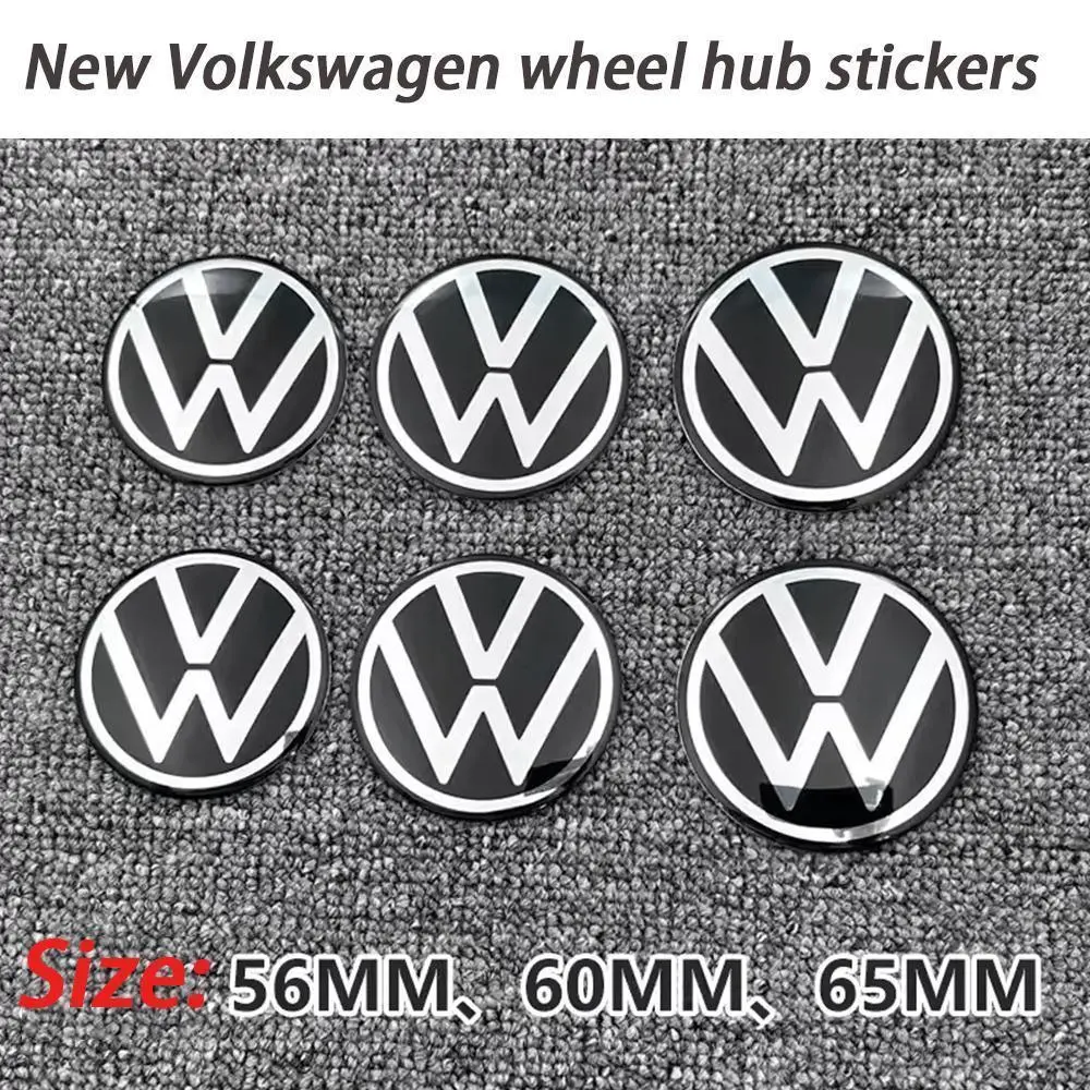 4PCs 3D 56mm 60mm 65mm Car Wheel Center Hub Caps Sticker Badge Accessories For VW Volkswagen R GTI Golf Aluminum Metal sticker