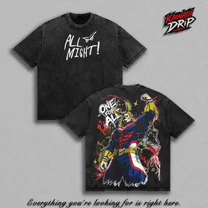 All Might My Hero Academia Graphic Tee Vintage Washed Shirt Unisex Streetwear Anime Shirt One For All Hero Manga Tee UA Hero Anime Fan Gift Apparel