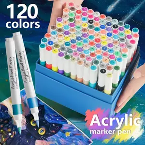 Acrylic Paint Marker Set, Art Marker Pen, 12/48/80/120 Colors, Ideal for Wood Canvas Stone Glass Ceramic Surfaces, Perfect Artist Gift