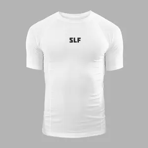 SLF White Compression Shirt - Quick-Dry Mesh Fabric, 100% Polyester, Breathable & Lightweight for Running & Training, Machine Washable, Classic Fit