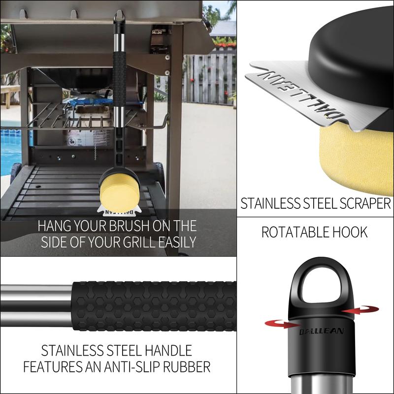 BBQ Grill Brush Bristle Free for Outdoor Grill, Grill Accessories with Sponge Replaceable Grill Brush Head, Steam Grate Cleaner,BBQ Cleaning Brush,Grill Brush Set, Bristle Free Grill Brush and Scraper Utensils