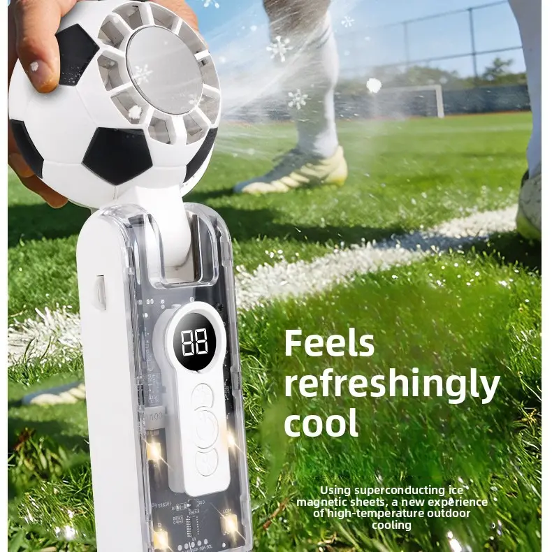 2026 New Football Handheld Fan, 199 Gears, Portable USB Mini Fan, Small Fan with Ice Pack Function, One-Button Cooling