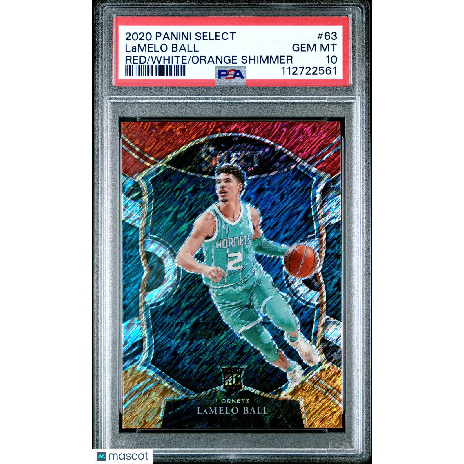 2020 Panini Select Red White Orange Shimmer #63 LaMelo Ball RC Rookie PSA 10