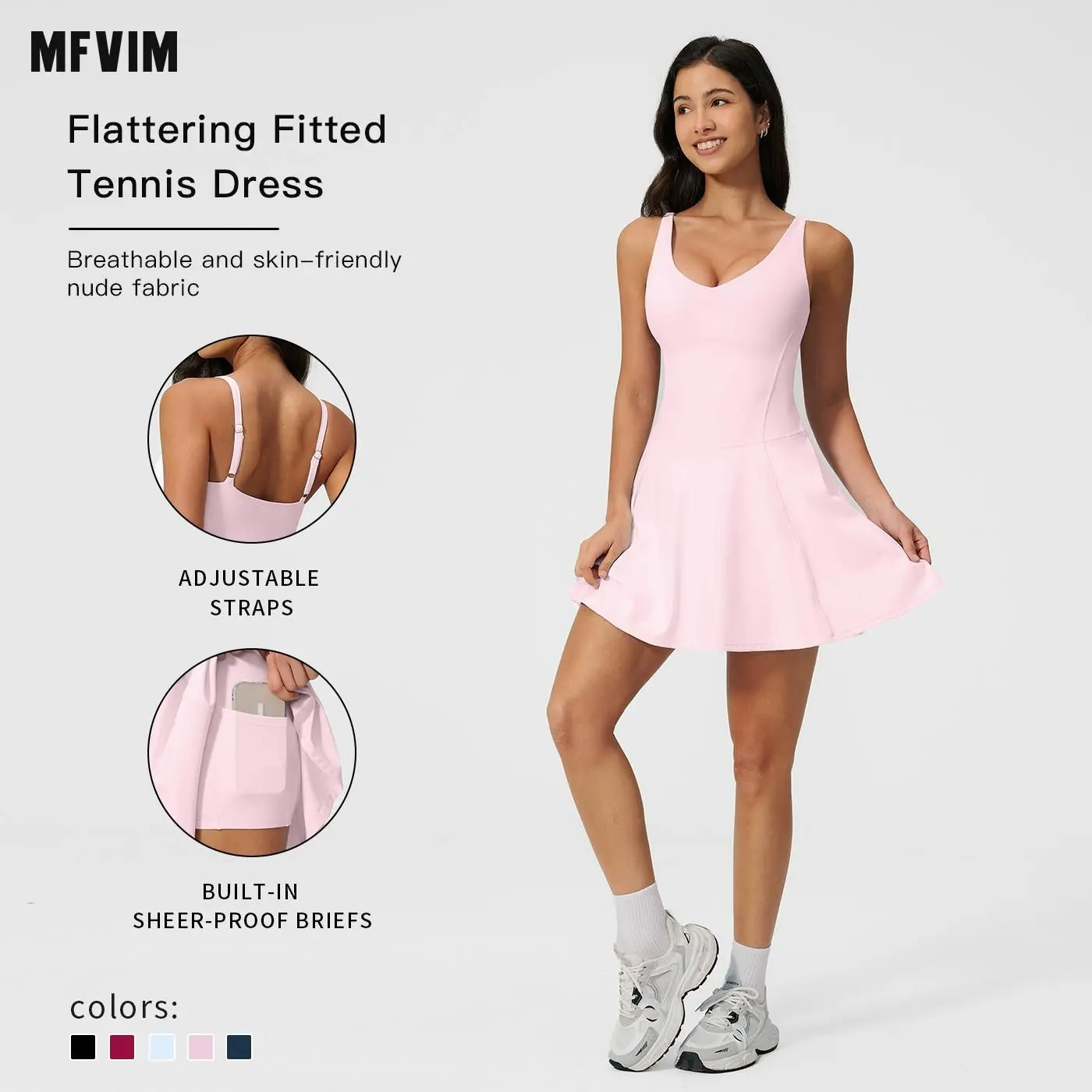 MFVIM Women's Solid-Color Slim-Fit Athletic Dress, Modern Sleeveless Athleisure Style for Tennis, Running, and Gym Workouts, Tennis Athletic Dress, Tank Tops, Skirts, Female, Tennis Attire, Gym Training