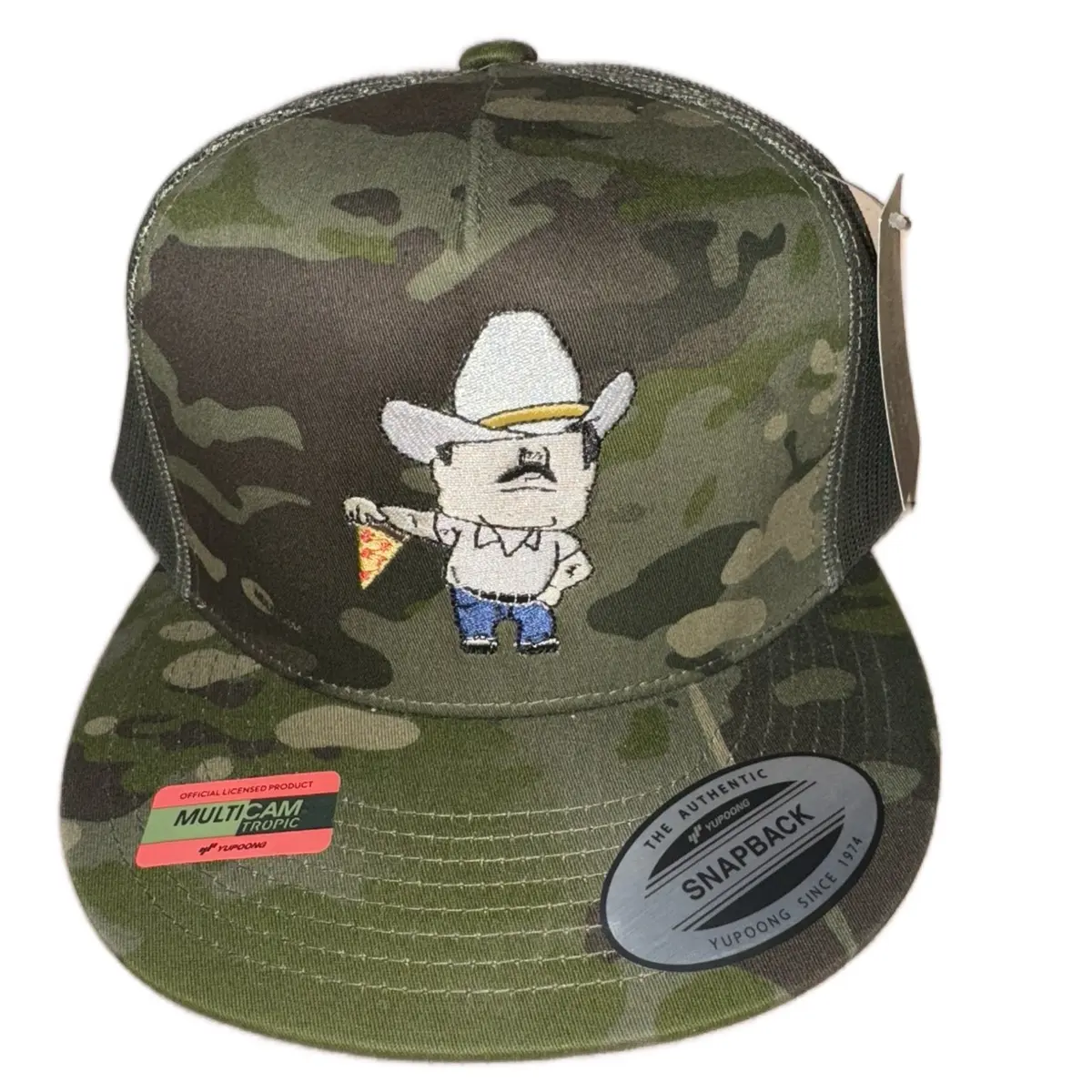 Camo Embroidered Baseball Cap, Flat Brim Snapback with Adjustable Strap for Casual Daily Wear and Outdoors, Casual Hat, Embroidered Hat