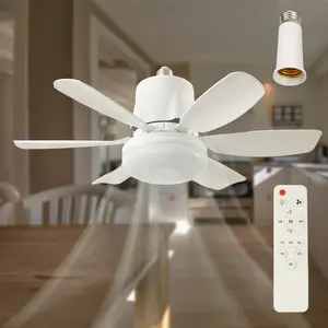 Ultra Quiet Socket Ceiling Fan Light, 3 Speed Adjustable Fan, Dimmable 3 Color Light, No Tools Installation for Bedroom and Small Space