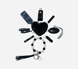 Black Safety and Accessory Keychain Set with Silicone Beads