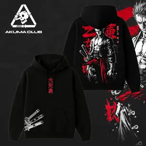 Zoro - OP Vintage Hoodie - T-Shirt, Relaxed Fit, Heavyweight Cotton, Unisex Streetwear Casual Wear, Three Swordsman Graphic Tee, Gift for Anime Fans